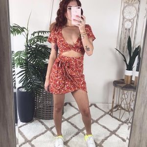 flower print short mini dress